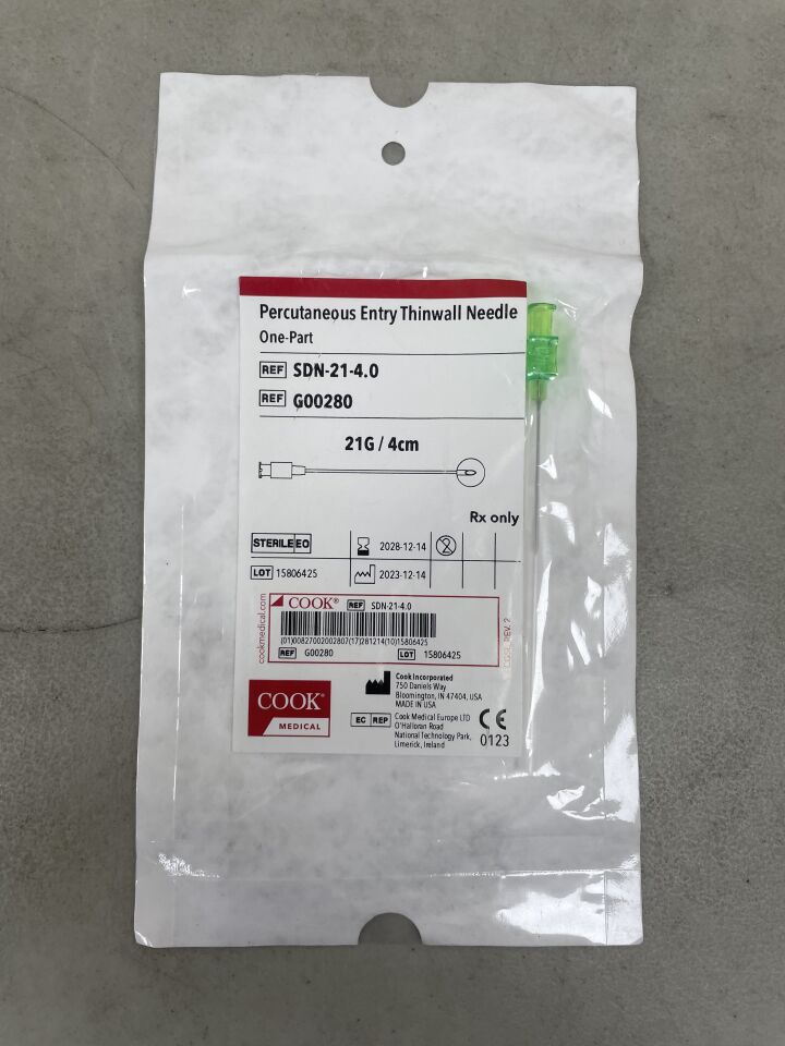 G00280 - COOK - One-Part Percutaneous Entry Needle, 21G, 4 cm Length, (EA) - ( Expiry Date: 2028-12-14 )