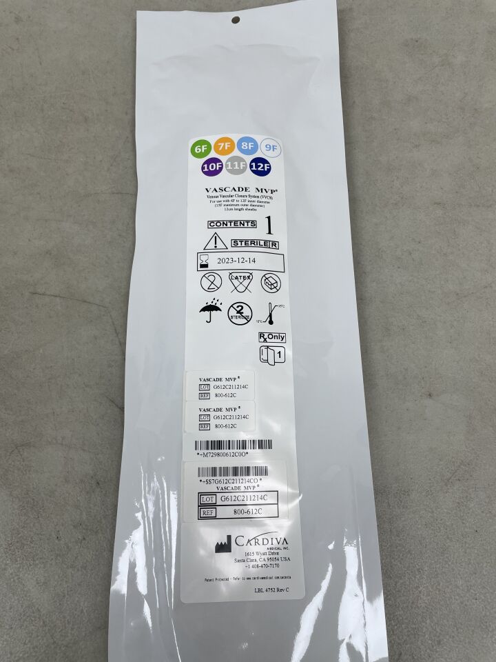 800-612C - CARDIVA MEDICAL - Vascade MVP Venous Vascular Closure System 6-12F, (EA) - ( Expiry Date: 2023-12-14 )