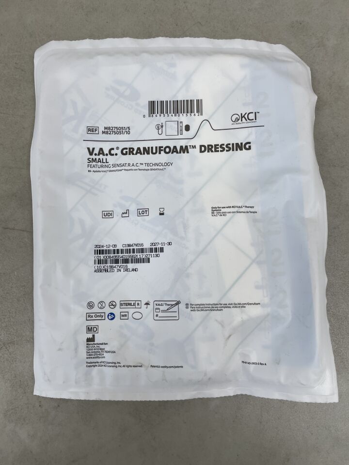 M8275051 - KCI - V.A.C. GranuFoam Small Dressing Kit, SensaT.R.A.C, (EA) - ( Expiry Date: 2027-11-30 )
