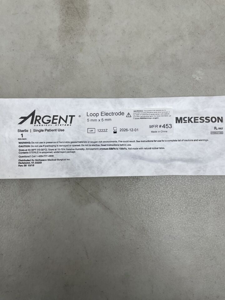 453 - MCKESSON MEDICAL - LEEP/LLETZ Electrode Argent Tungsten Wire, Loop Tip, 5 x 5mm, (EA) - ( Expiry Date: 2026-12-01 )