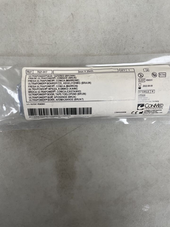 7021-917 - CONMED - Ultrapower Side Cutting Bur 3mm x 25mm (2mm Flutes), (EA) - ( Expiry Date: 2022-08-09 )