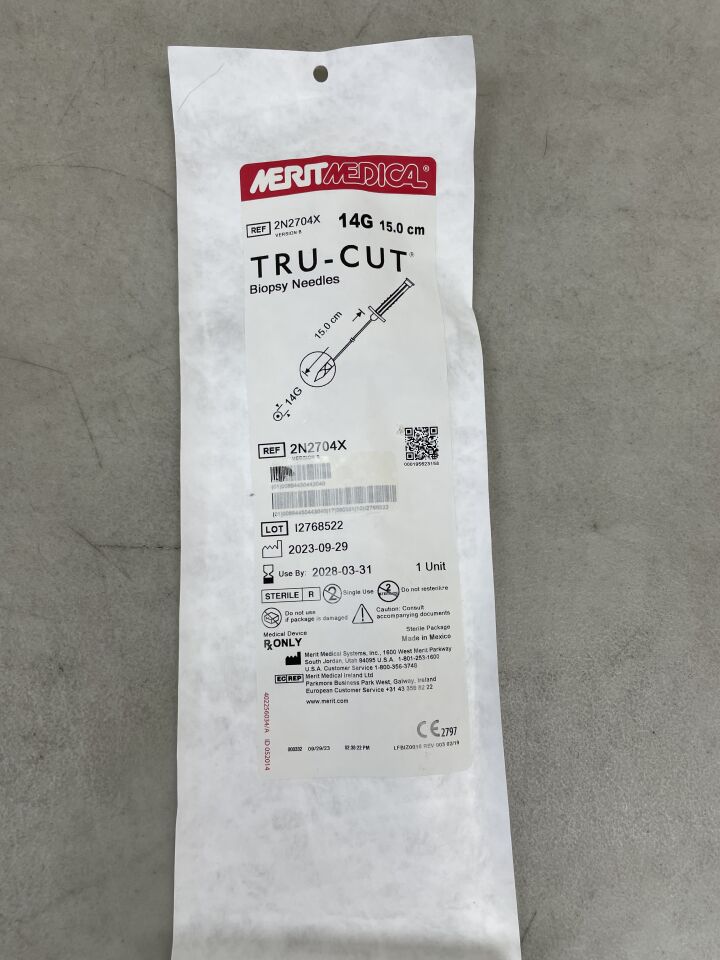 2N2704X - MERIT MEDICAL - Tru-Cut Thin Wall Biopsy Needle, 14G, 6 in. Length, (EA) - ( Expiry Date: 2028-03-31 )