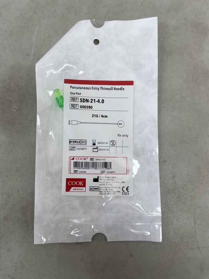 G00280 - COOK - One-Part Percutaneous Entry Needle, 21G, 4 cm Length, (EA) - ( Expiry Date: 2025-01-10 )
