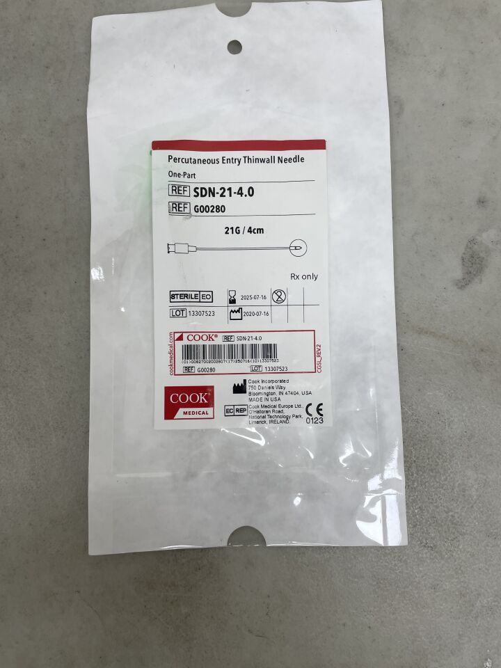 G00280 - COOK - One-Part Percutaneous Entry Needle, 21G, 4 cm Length, (EA) - ( Expiry Date: 2025-07-16 )