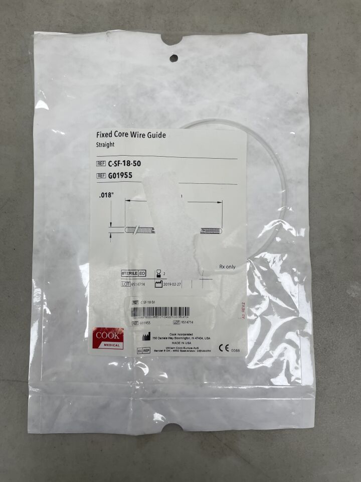 G01955 - COOK - Wire Guide Straight 0.018" x 50cm , (EA) - ( Expiry Date: 2024-02-27 )