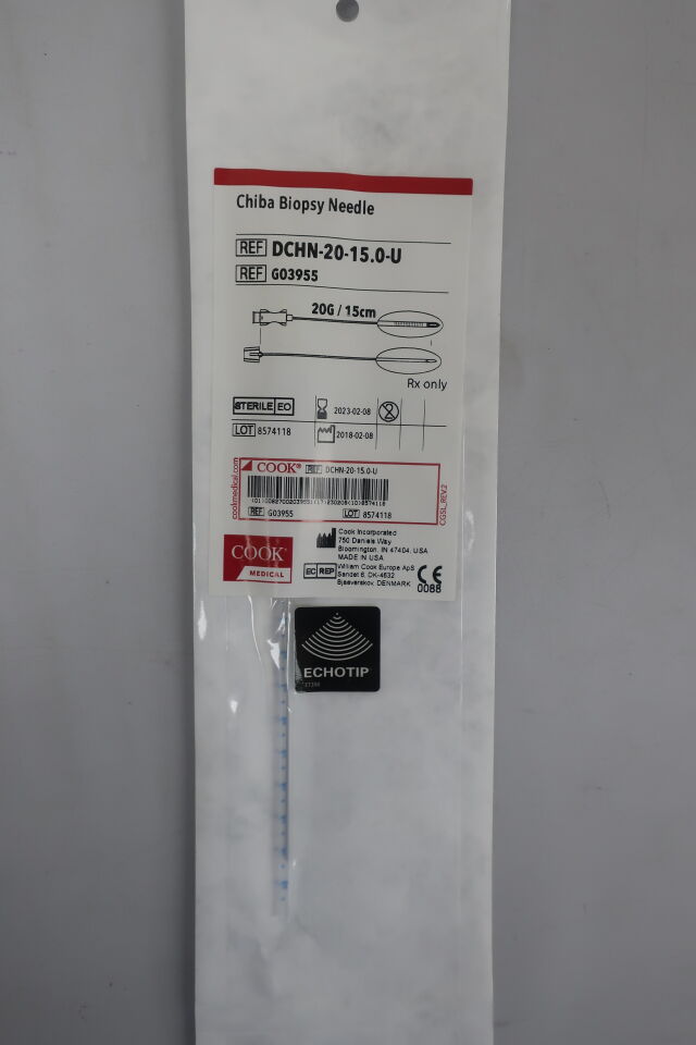 G03955 - COOK - Echo Tip Cannula Chiba Biopsy Needle, 20G, 15 cm Length, (EA) - ( Expiry Date: 2025-09-30 )