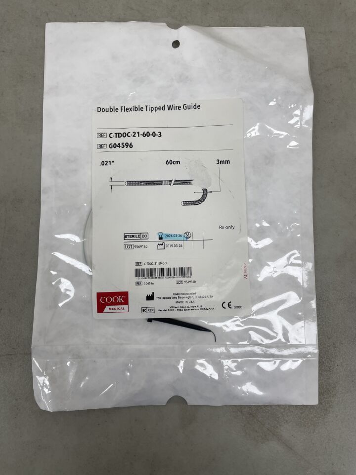 G04596 - COOK - Double Flexible Tipped Wire Guide, 0.021in x 60cm x 3mm, (EA) - ( Expiry Date: 2024-03-26 )