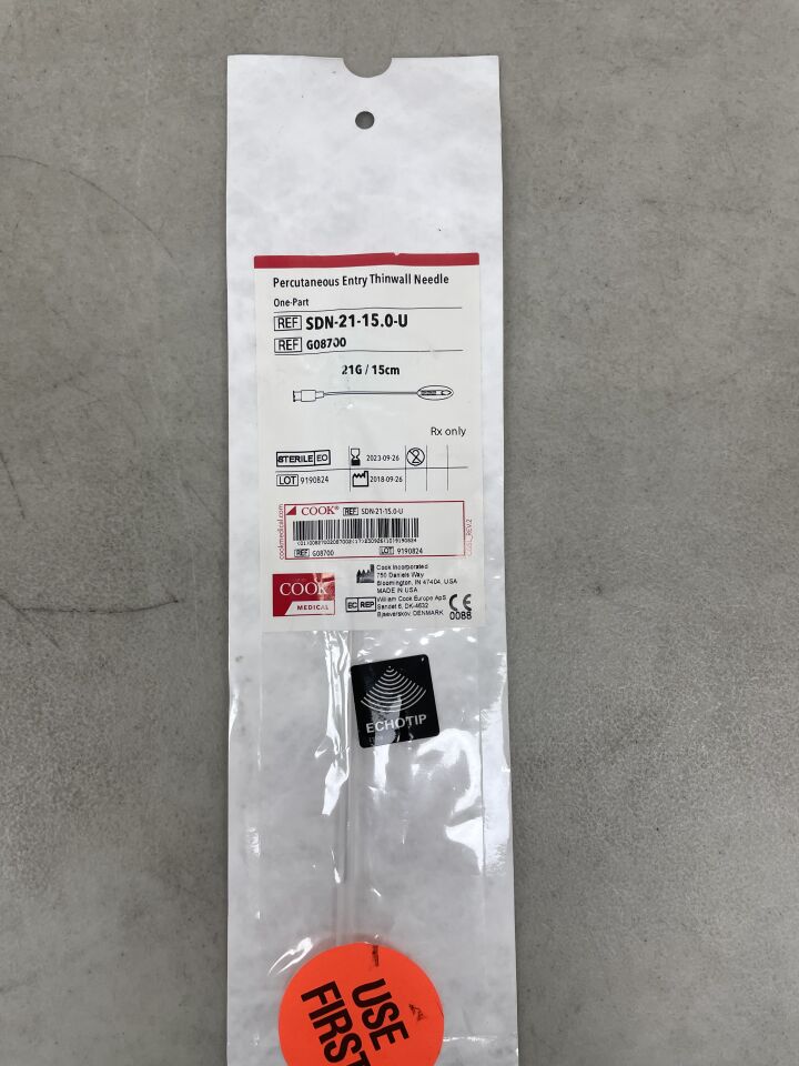 G08700 - COOK - Percutaneous Entry Thinwall Needle, 21G/15cm, (EA) - ( Expiry Date: 2023-09-26 )