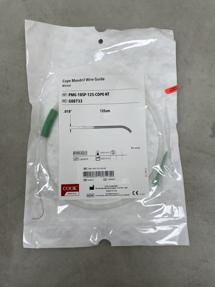 G08733 - COOK - Cope Mandril Nitinol Wire Guide 0.018" x 125cm, (EA) - ( Expiry Date: 2025-10-21 )