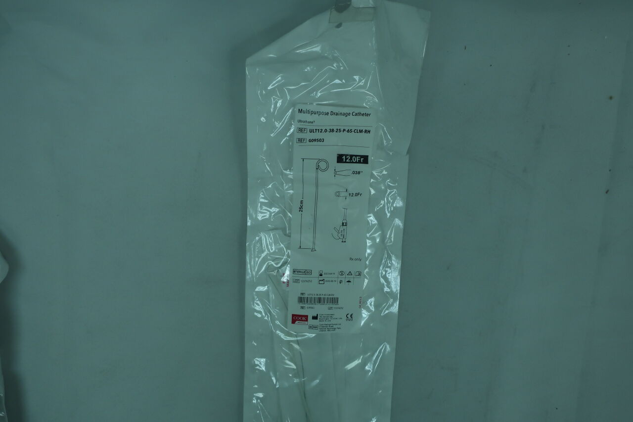 G09503 - COOK - Multipurpose Drainage Catheter - Ultrathane - ULT12.0-38-25-P-6S-CLM-RH - 12Fr x .038" x 25cm, (EA) - ( Expiry Date: 2025-08-25 )