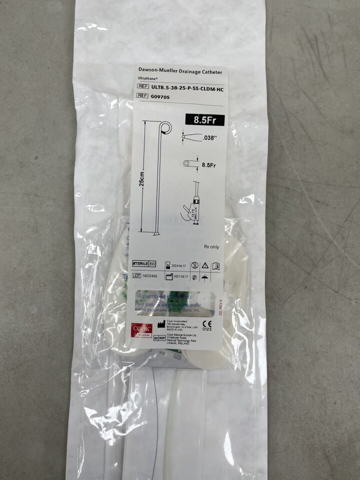 G09705 - COOK - Dawson-Mueller Multipurpose Drainage Catheter, 8.5 Fr x 25 cm Length, () - ( Expiry Date: 2024-06-17 )