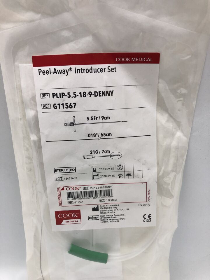 G11567 - COOK - Peel-Away Introducer Set, 5.5Fr, 0.018in, 21G, (EA) - ( Expiry Date: 2023-12-08 )