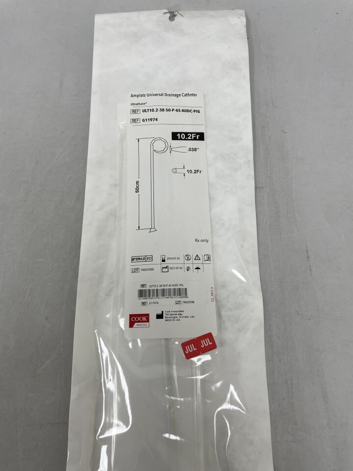 G11974 - COOK - Amplatz Universal Pigtail Drainage Catheter, Ultrathane 10.2F x 50cm, (EA) - ( Expiry Date: 2025-07-25 )