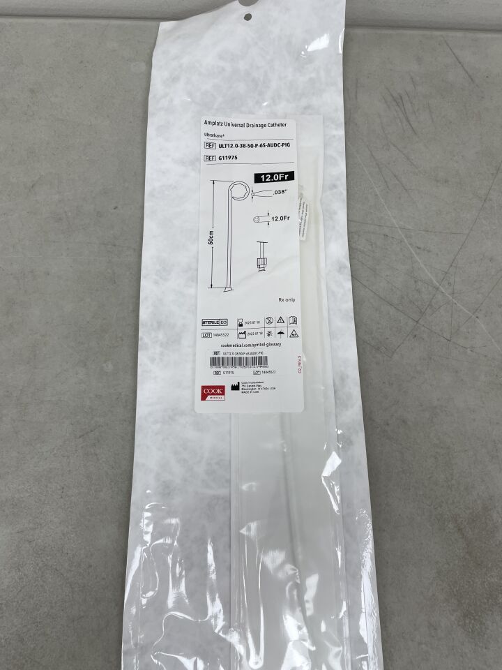 G11975 - COOK - Amplatz Universal Pigtail Drainage Catheter, Ultrathane 12F x 50cm, (EA) - ( Expiry Date: 2025-07-18 )