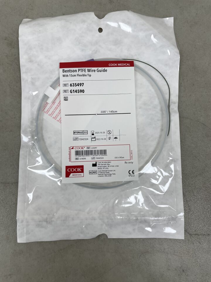 G14590 - COOK - Bentson Fixed Core Wire Guide, 0.035 in. dia. x 145 cm Length, (EA) - ( Expiry Date: 2025-10-28 )