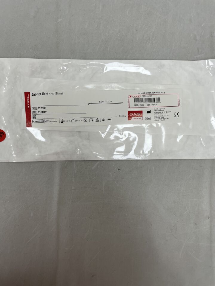 G15049 - COOK - Zaontz Urethral Stent 8F x 12cm, (EA) - ( Expiry Date: 2024-11-02 )