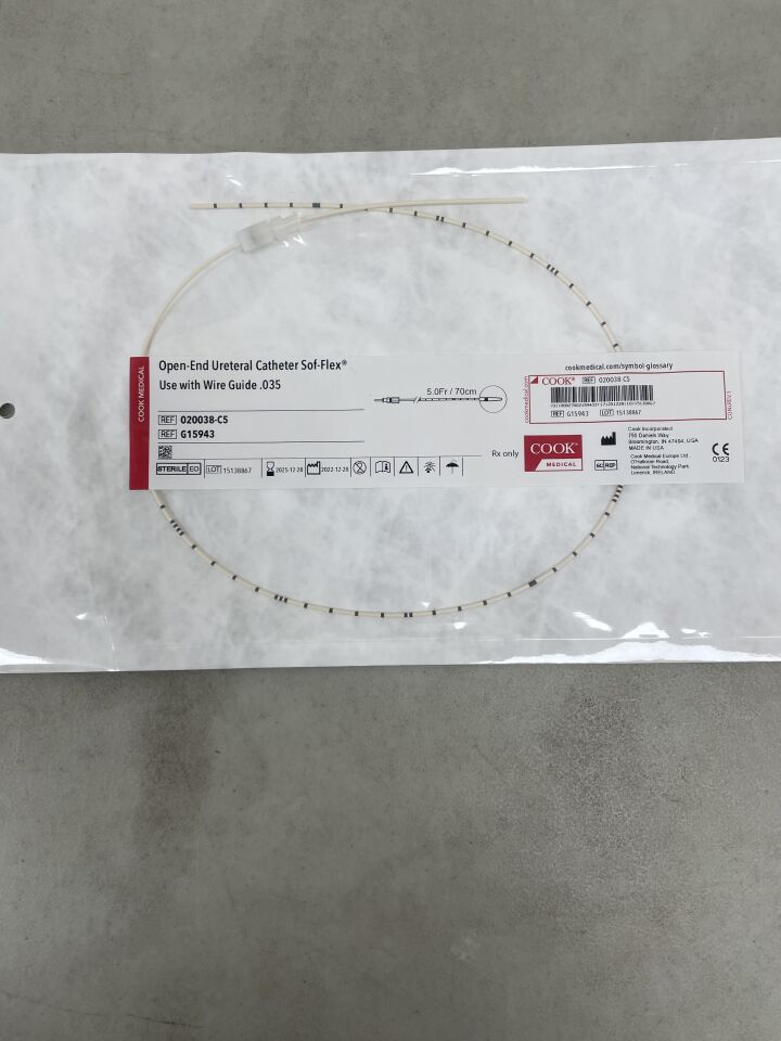 G15943 - COOK - open-end ureteral catheter sof-flex 5f x 70cm, 0.038", (EA) - ( Expiry Date: 2025-12-28 )