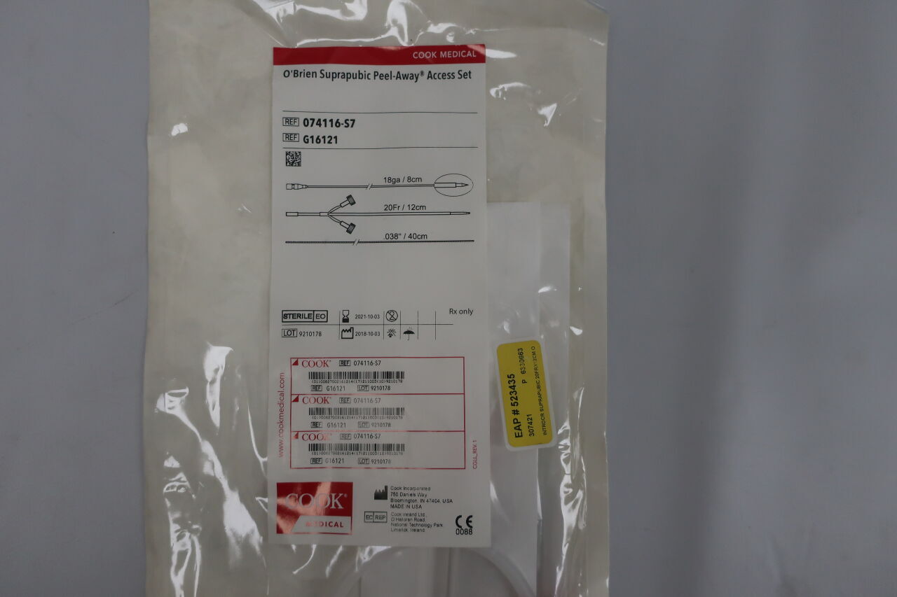 G16121 - COOK - o'brien suprapubic peel-away access set 20f x 12cm, (EA) - ( Expiry Date: 2021-08-29 )