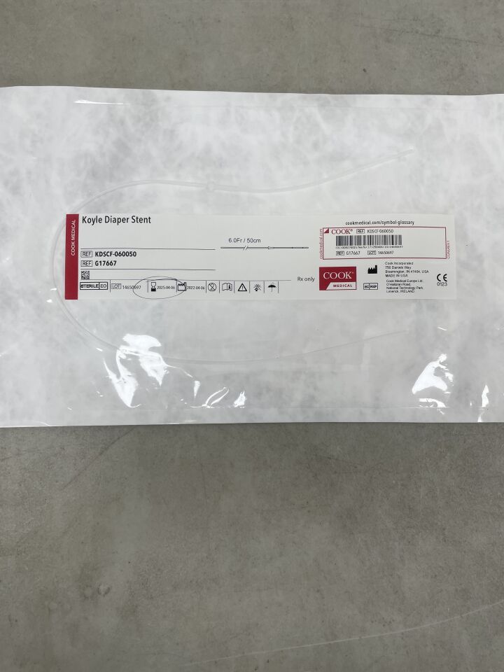 G17667 - COOK - Koyle Diaper Stent 6F x 50cm, (EA) - ( Expiry Date: 2025-04-06 )
