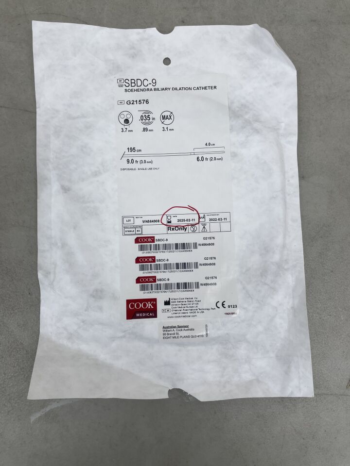 G21576 - COOK - soehendra biliary dilation catheter 9-6f, (EA) - ( Expiry Date: 2025-02-11 )
