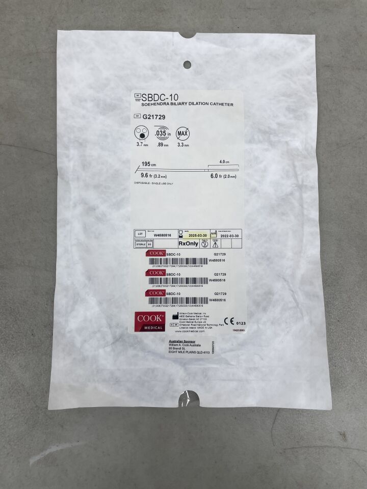 G21729 - COOK - soehendra biliary dilation catheter 10-6f, (EA) - ( Expiry Date: 2025-03-30 )