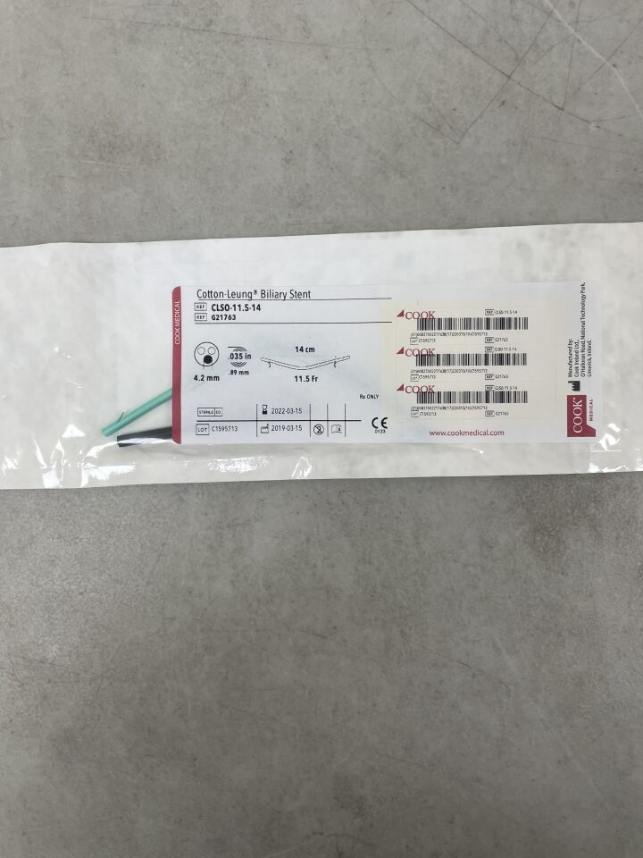 G21763 - COOK - Cotton-Leung Biliary Stent, 11.5F x 14cm, (EA) - ( Expiry Date: 2022-03-15 )