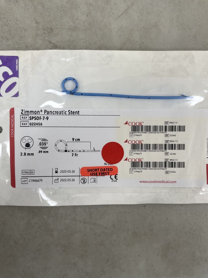 G22456 - COOK - Zimmon Pancreatic Stent 9CM / 7FR, (EA) - ( Expiry Date: 2025-05-26 )