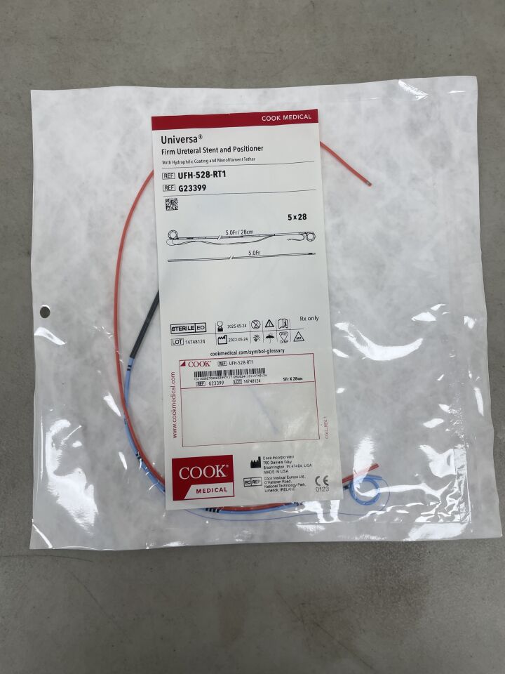 G23399 - COOK - Universa Firm Ureteral Stent & Positioner and Tether 5F x 28cm, (EA) - ( Expiry Date: 2025-05-24 )