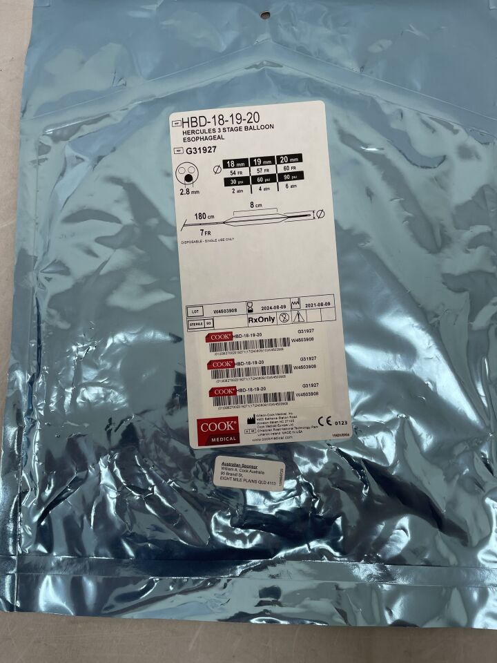G31927 - COOK - Hercules 3 Stage Balloon Dilator, Esophageal 18-19-20mm, (EA) - ( Expiry Date: 2025-09-13 )