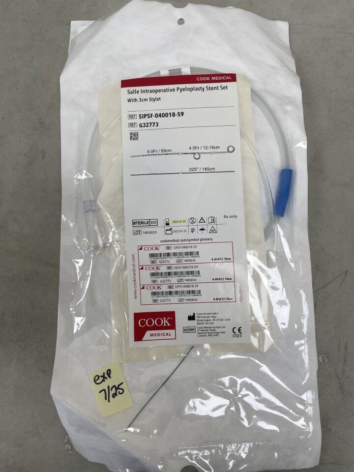G32773 - COOK - Salle Intraoperative Pyeloplasty Stent Set with 3cm Stylet - 4.0Fr x 12-18cm, (EA) - ( Expiry Date: 2025-07-25 )