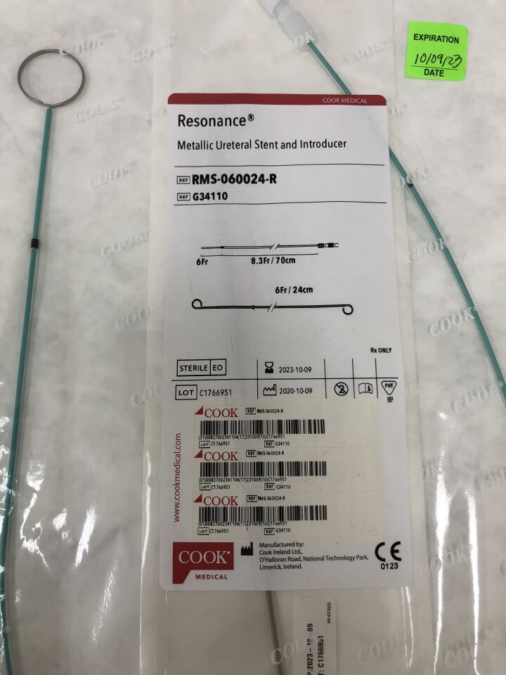 G34110 - COOK - Resonance Metallic Ureteral Stent and Introducer, (EA) - ( Expiry Date: 2025-05-16 )