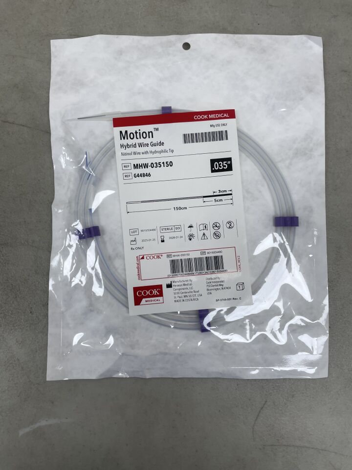 G44846 - COOK - Motion Hybrid Nitinol Wire Guide with Hydrophilic Tip - MHW-035150 - .035" x 150cm, (EA) - ( Expiry Date: 2026-01-24 )