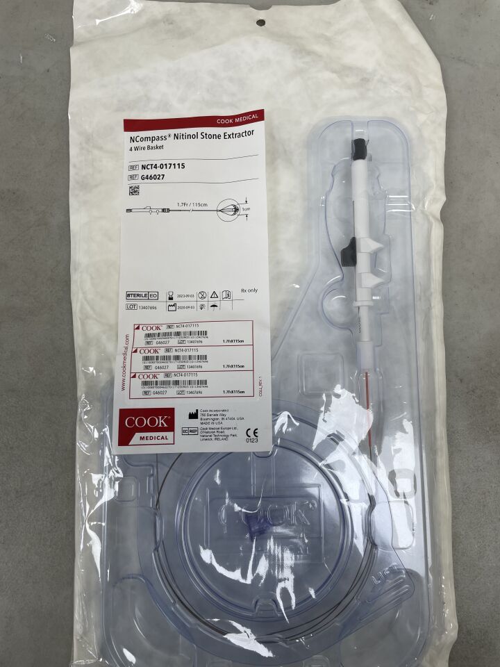 G46027 - COOK - NCompass Nitinol Stone Extractor, 4 Wire Basket, 1.7Fr/115cm, 1cm, (EA) - ( Expiry Date: 2023-09-03 )