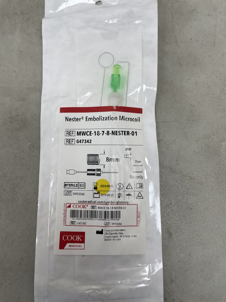 G47342 - COOK - Nester Embolization Microcoil - .018" x 7cm x 8mm, (EA) - ( Expiry Date: 2024-09-25 )