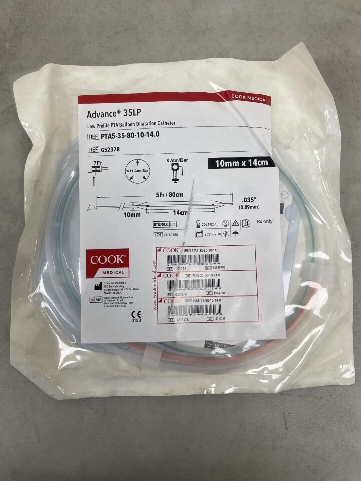G52378 - COOK - Advance 35LP Low-Profile PTA Balloon Dilatation Catheter - 10mm x 14cm x 80cm, (EA) - ( Expiry Date: 2024-02-10 )