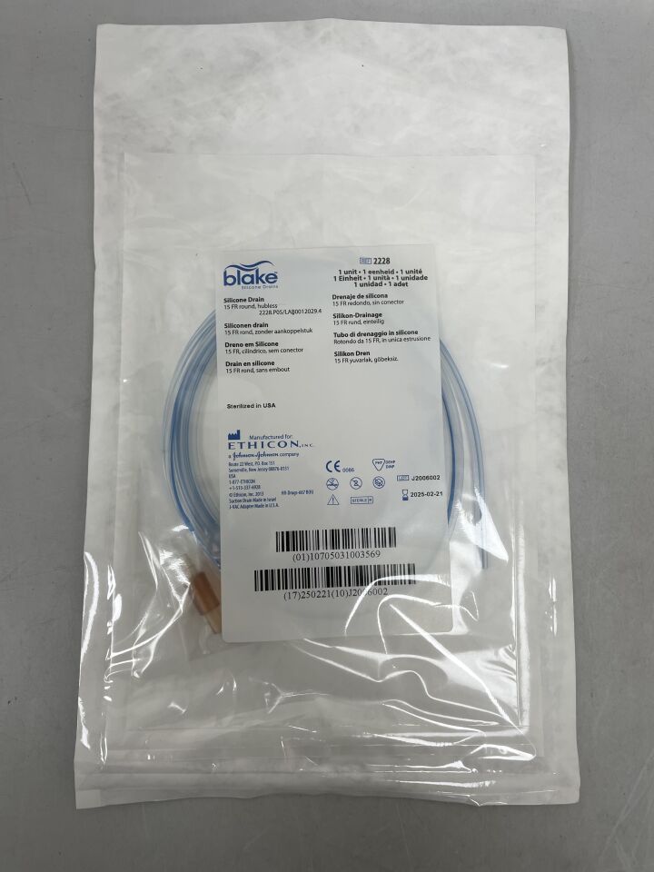 2228 - ETHICON - Blake Silicone Drain, 15 FR round, hubless, (EA) - ( Expiry Date: 2023-05-09 )