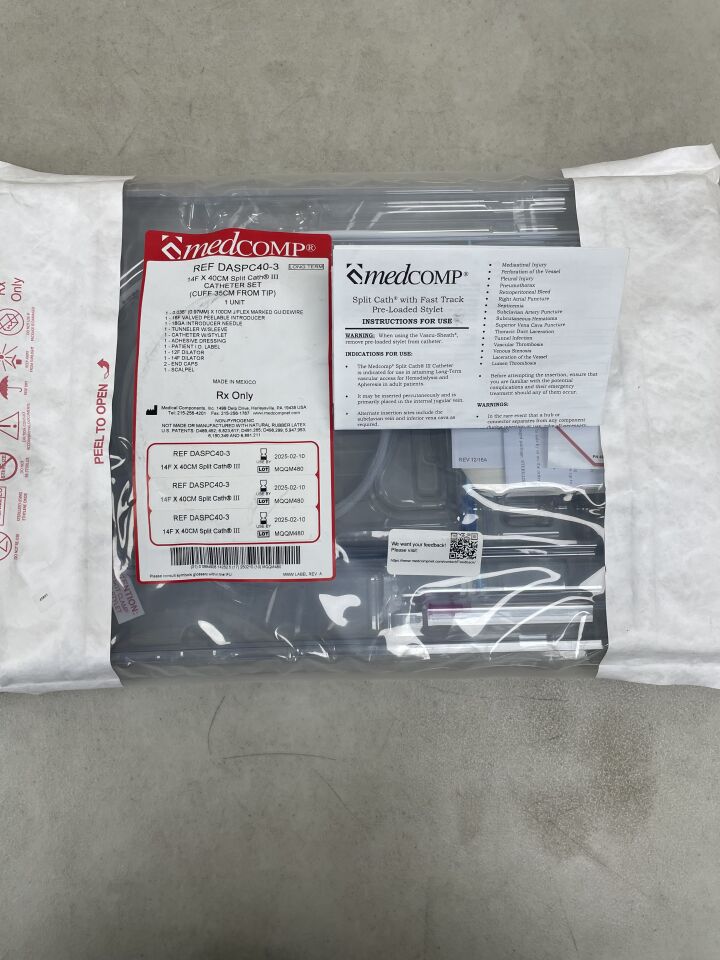 DASPC40-3 - MEDCOMP - Split Cath III LT Catheter, Straight 14F x 40cm, Basic Set, (EA) - ( Expiry Date: 2025-02-10 )