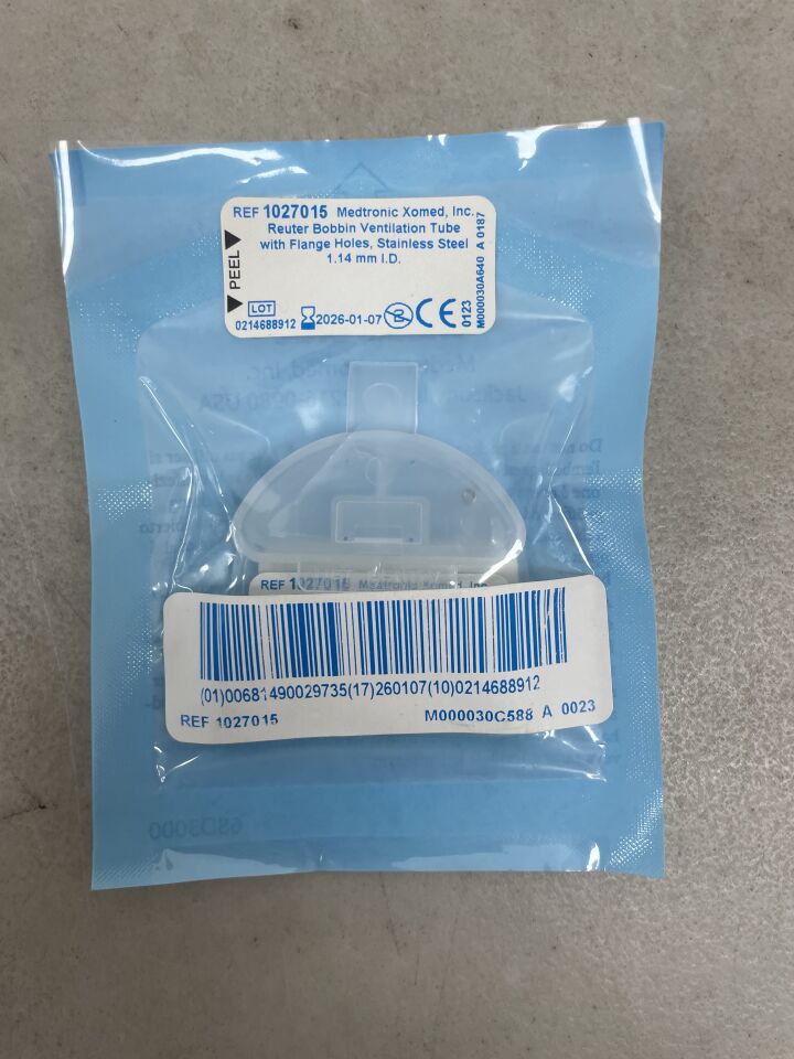 1027015 - MEDTRONIC - Reuter Bobbins SS Ventilation Tube w/Flange Holes 1.14mm, (EA) - ( Expiry Date: 2026-01-07 )