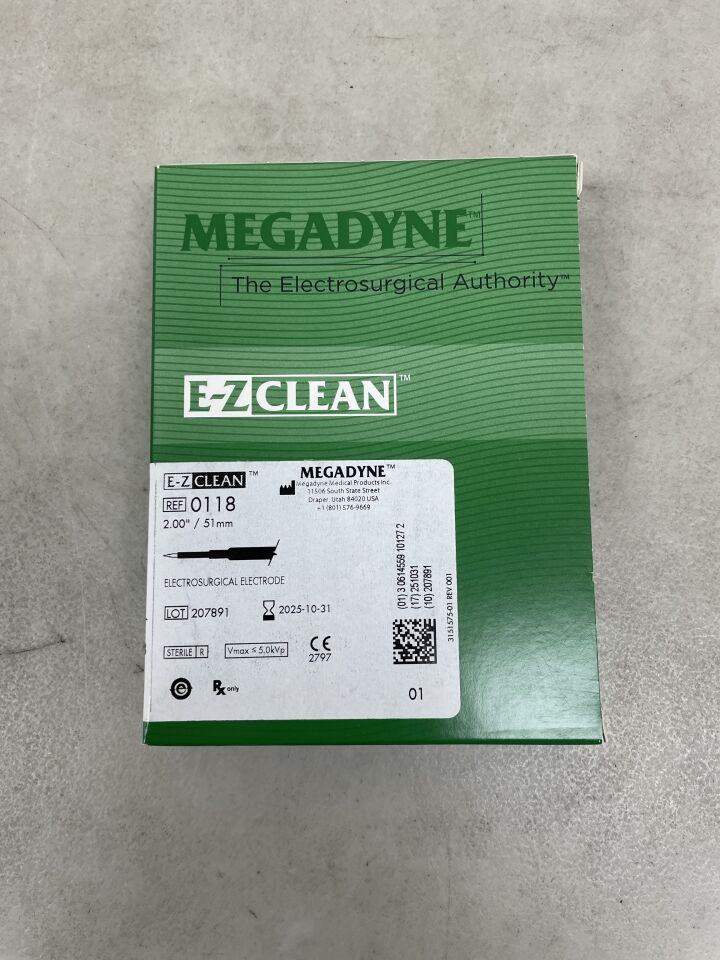118 - MEGADYNE - E-Z Clean Megafine Electrosurgical Electrodes, 51mm, (BX/12) - ( Expiry Date: 2025-10-31 )