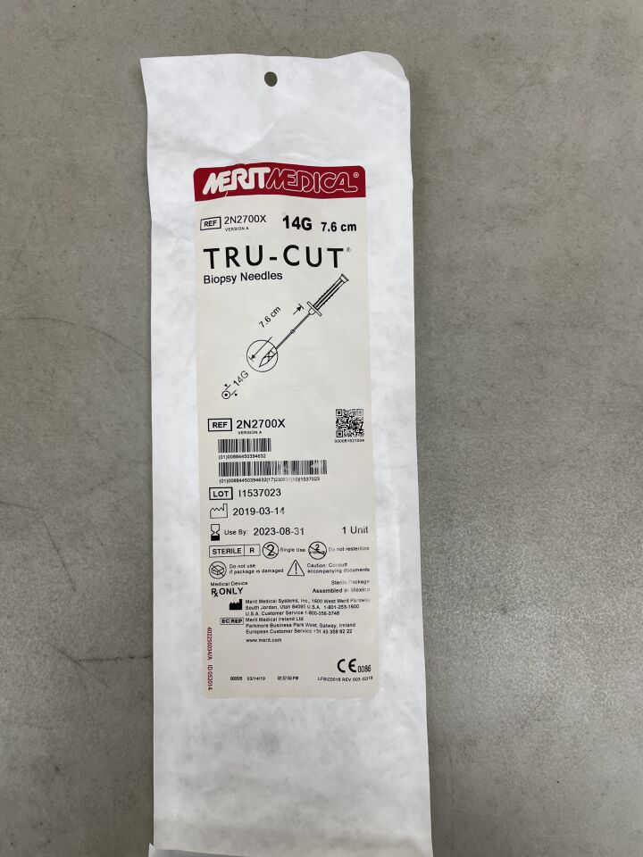 2N2700X - MERIT MEDICAL - Tru-Cut Biopsy Needle 14G x 7.6cm, (EA) - ( Expiry Date: 2023-08-31 )