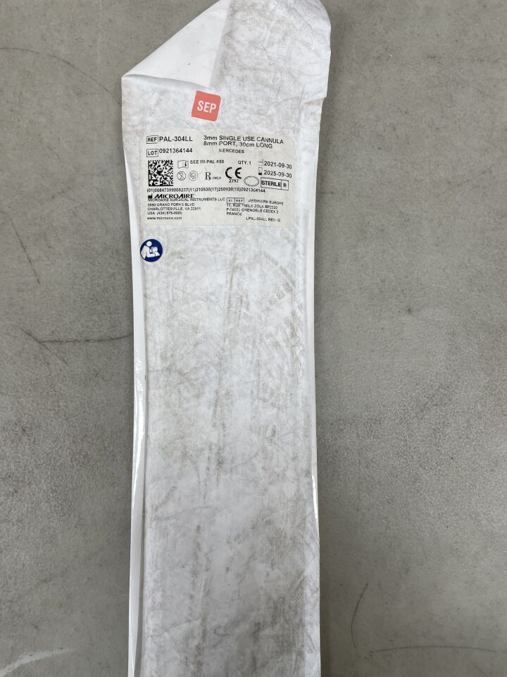 PAL-304LL - MICRO-AIRE - 3.0mm single use cannula 8mm port, 30cm long, (EA) - ( Expiry Date: 2025-09-30 )
