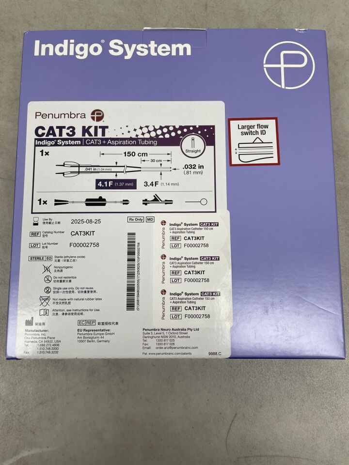 CAT3KIT - PENUMBRA - Indigo System CAT3 Aspiration Catheter, 150cm, +Aspiration Tubing, Straight, (BX/1) - ( Expiry Date: 2025-08-25 )