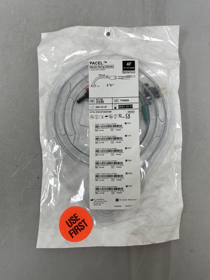 401769 - ST JUDE MEDICAL - Pacel Bipolar Pacing Catheter, Ventricular w/Right Heart Curve 4F, (EA) - ( Expiry Date: 2023-12-31 )