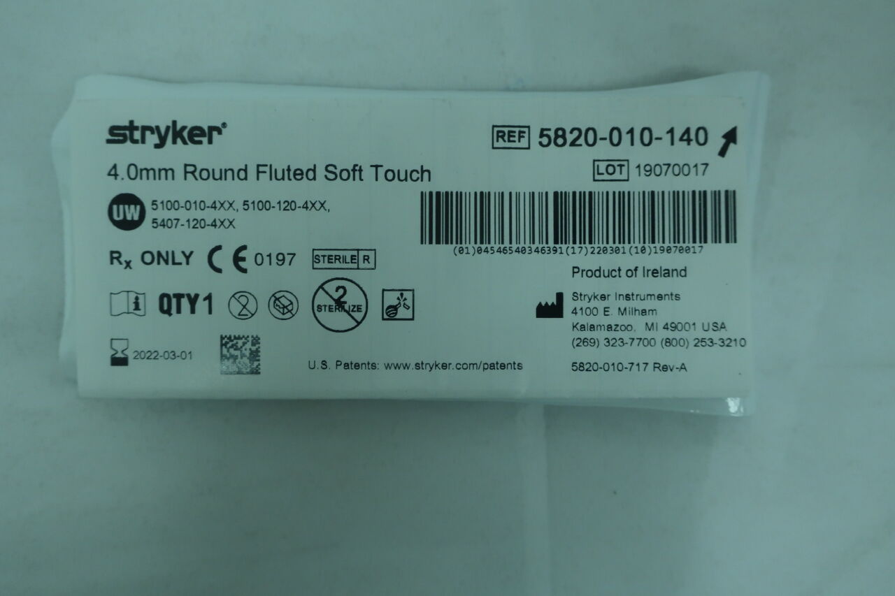 5820-010-140 - STRYKER - Round Fluted Burr, 4 mm Head Diameter, Soft Touch, (EA) - ( Expiry Date: 2024-12-01 )