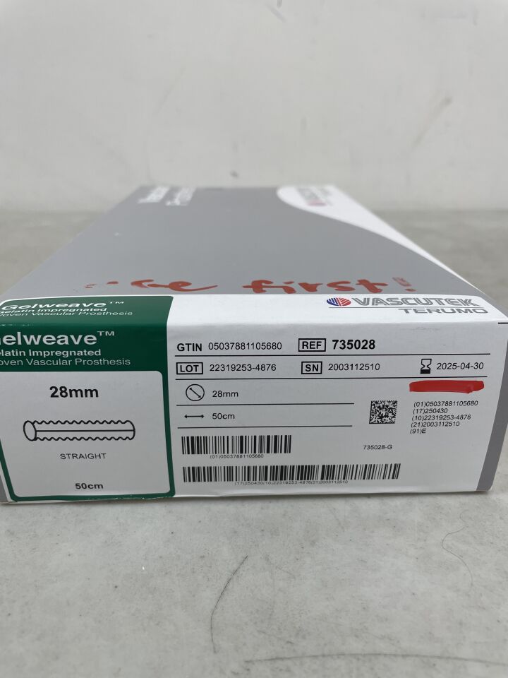 735028 - TERUMO - Vascutek Gelweave Straight Ante-Flo Vascular Graft 28mm x 50cm, (BX/1) - ( Expiry Date: 2025-04-30 )
