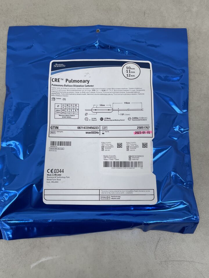 5034 - BOSTON SCIENTIFIC - CRE Pulmonary Balloon Dilatation Catheter - 10mm x 11mm x 12mm, (EA) - ( Expiry Date: 2023-01-15 )