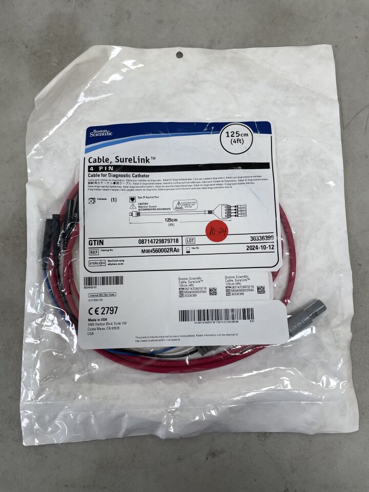 560002RA - BOSTON SCIENTIFIC - SureLink Cable, 4 Pin, 125cm, (EA) - ( Expiry Date: 2024-10-12 )