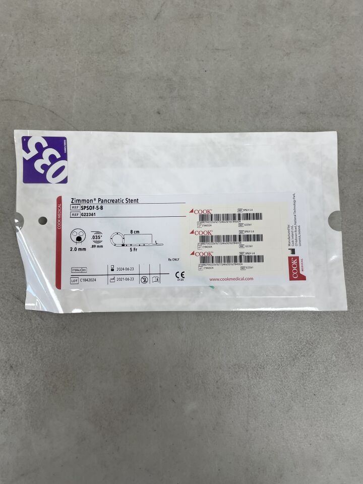 G22361 - COOK - Zimmon Pancreatic Stent 5F x 8cm, (EA) - ( Expiry Date: 2024-06-23 )