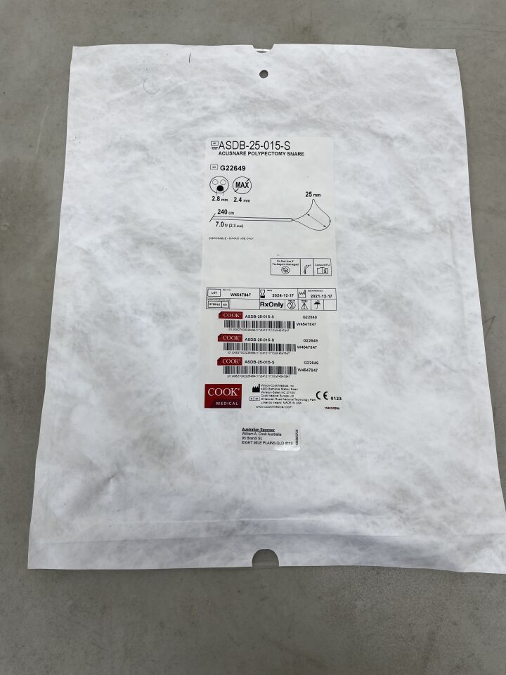 G22649 - COOK - AcuSnare Polypectomy Device, 25 mm Snare Size, (EA) - ( Expiry Date: 2024-12-17 )