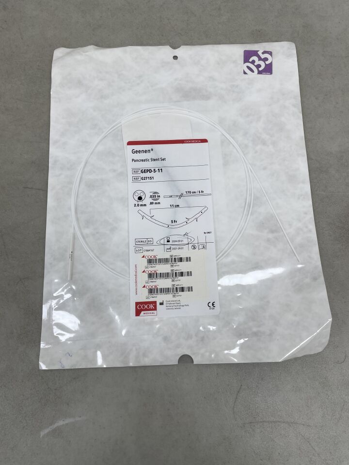 G27151 - COOK - Geenen Pancreatic Stent Set - 11- 5Fr x 11cm, (EA) - ( Expiry Date: 2024-09-01 )